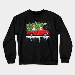 Funny Nova Scotia Duck Tolling Retriever Rides Car Red Truck Christmas Tree - Merry Christmas Crewneck Sweatshirt